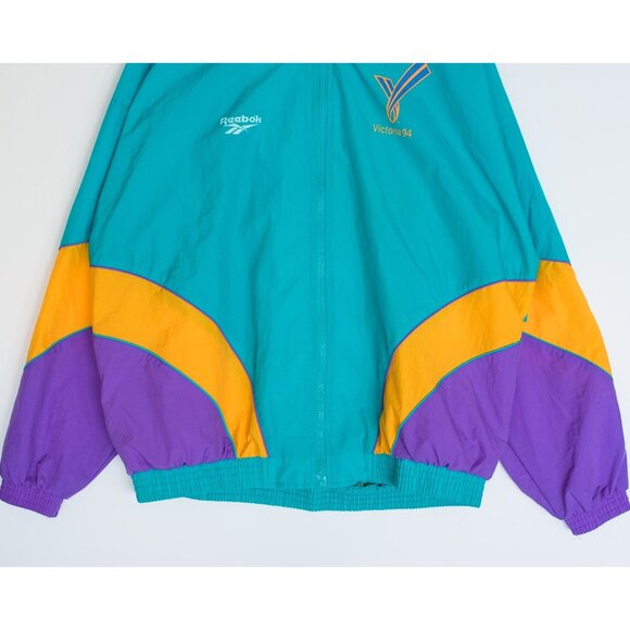Vintage 90s Reebok Mens L Windbreaker Jacket Teal - Picture 3 of 10